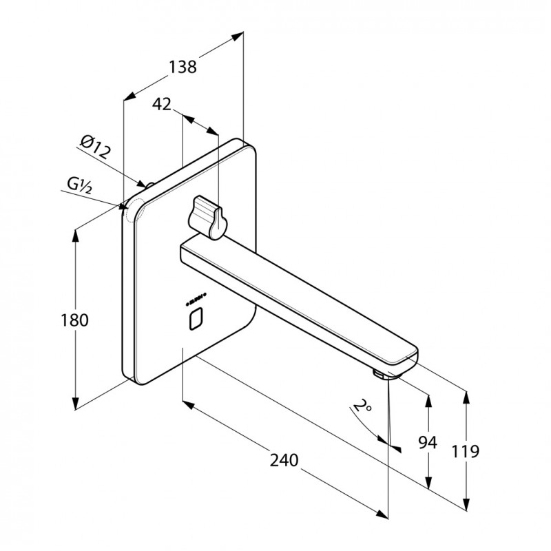 Kludi Zenta elektroniczna bateria umywalkowa podtynkowa 240mm chrom 3840005