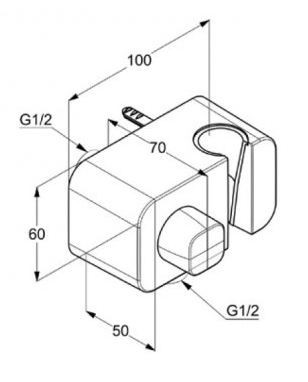 Kludi przyłącze kątowe z zaworem odcinającym ze ściennym uchwytem natryskowym chrom 655620500