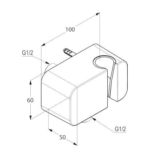 Kludi przyłącze kątowe ze ściennym uchwytem natryskowym chrom 655600500