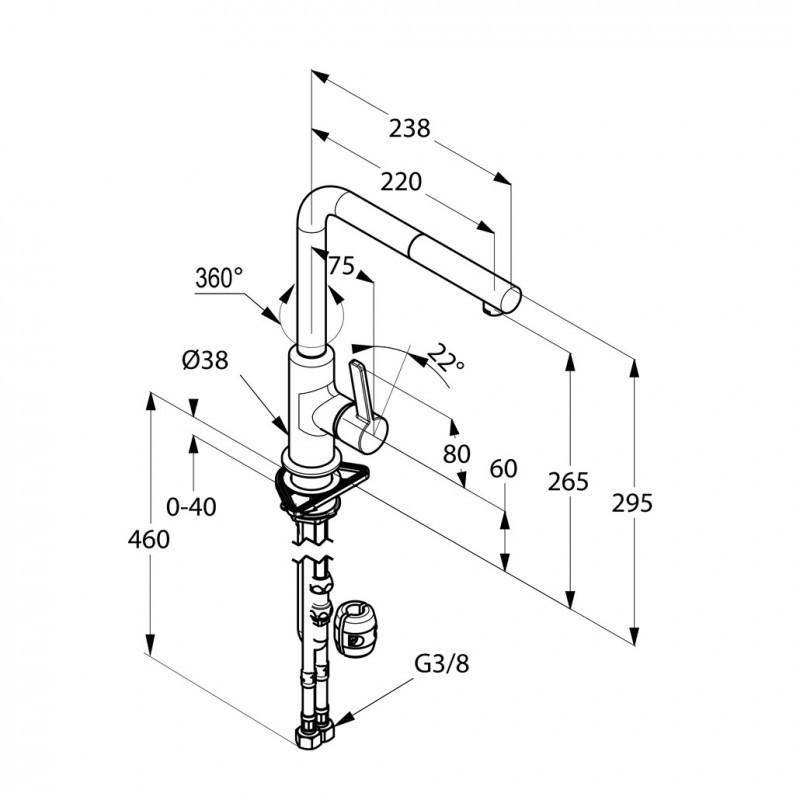 Kludi L-ine S bateria kuchenna zlewozmywakowa z wyciąganą wylewką biały mat/chrom 408519375
