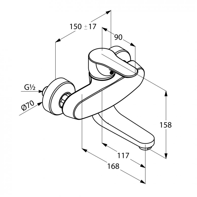 Kludi Objekta bateria kuchenna zlewozmywakowa ścienna 115mm chrom 328810575