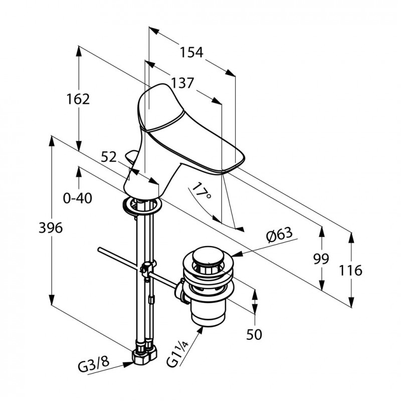 Kludi Ambienta jednouchwytowa bateria umywalkowa z korkiem chrom 530230575