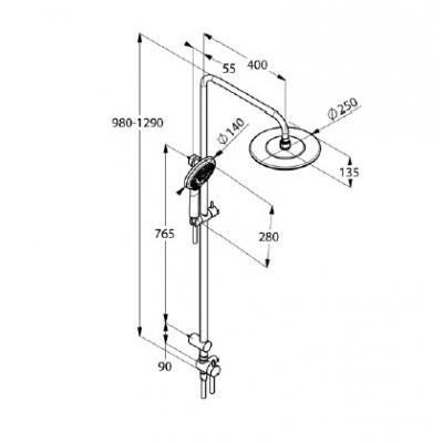 Kludi Freshline Dual Shower System zestaw prysznicowy z deszczownicą do baterii natynkowej chrom 670900500
