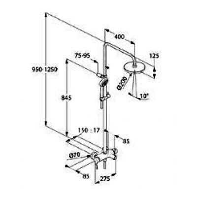 Kludi Logo Dual Shower System zestaw prysznicowy z baterią wannowo-prysznicową i deszczownicą chrom 680830500