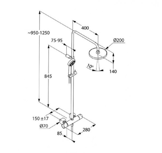 Kludi Logo Dual Shower System zestaw prysznicowy z baterią termostatyczną z deszczownicą chrom 680920500