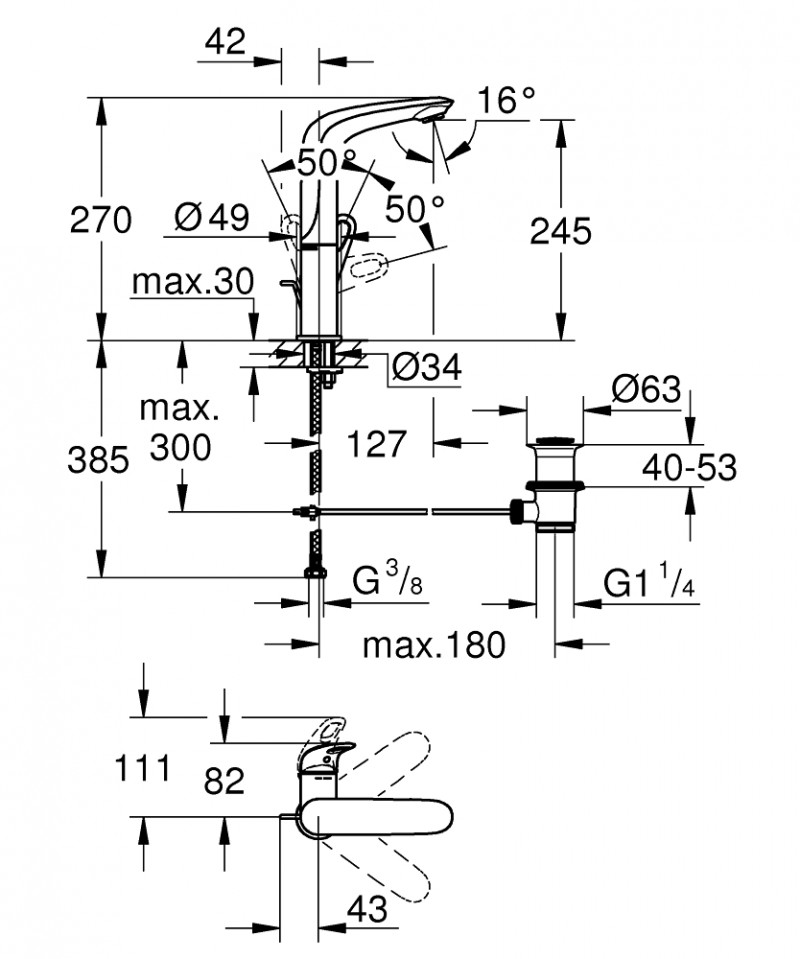 Grohe Eurostyle bateria umywalkowa z korkiem chrom 23569003