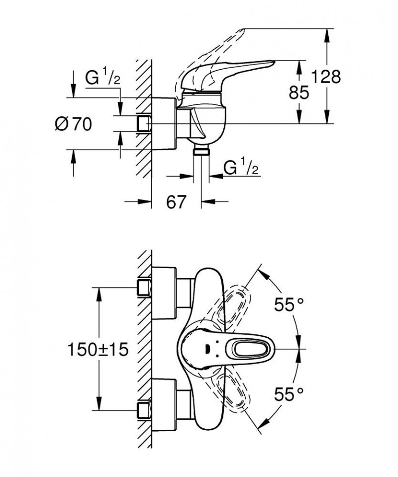 Grohe Eurostyle bateria prysznicowa ścienna biały/chrom 33590LS3