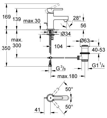 Grohe Lineare bateria umywalkowa XS z korkiem automatycznym stal 32109DC1