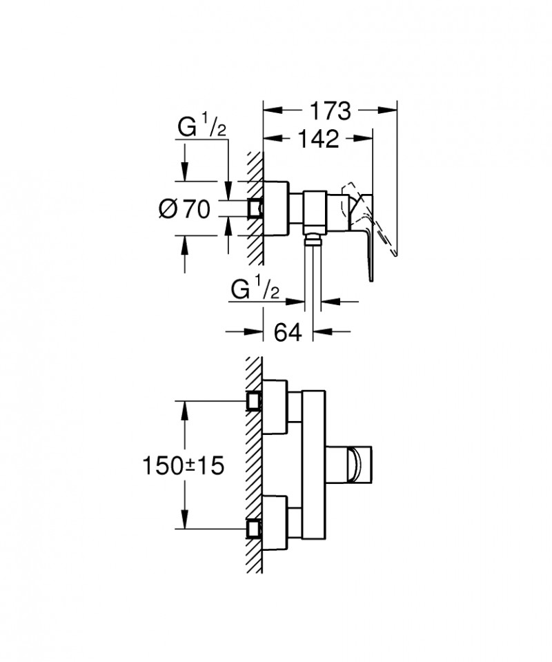 Grohe Lineare bateria prysznicowa ścienna chrom 33865001