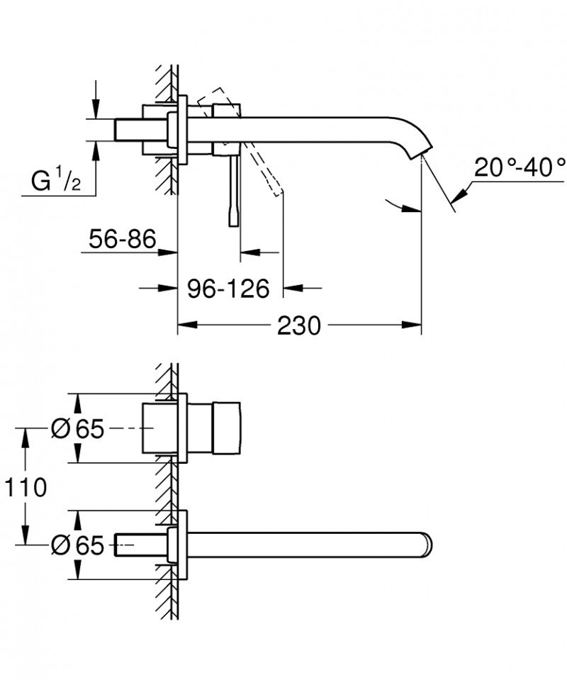 Grohe Essence New bateria umywalkowa podtynkowa 2-otworowa wylewka 230mm złoty polerowany Cool Sunrise 19967GL1
