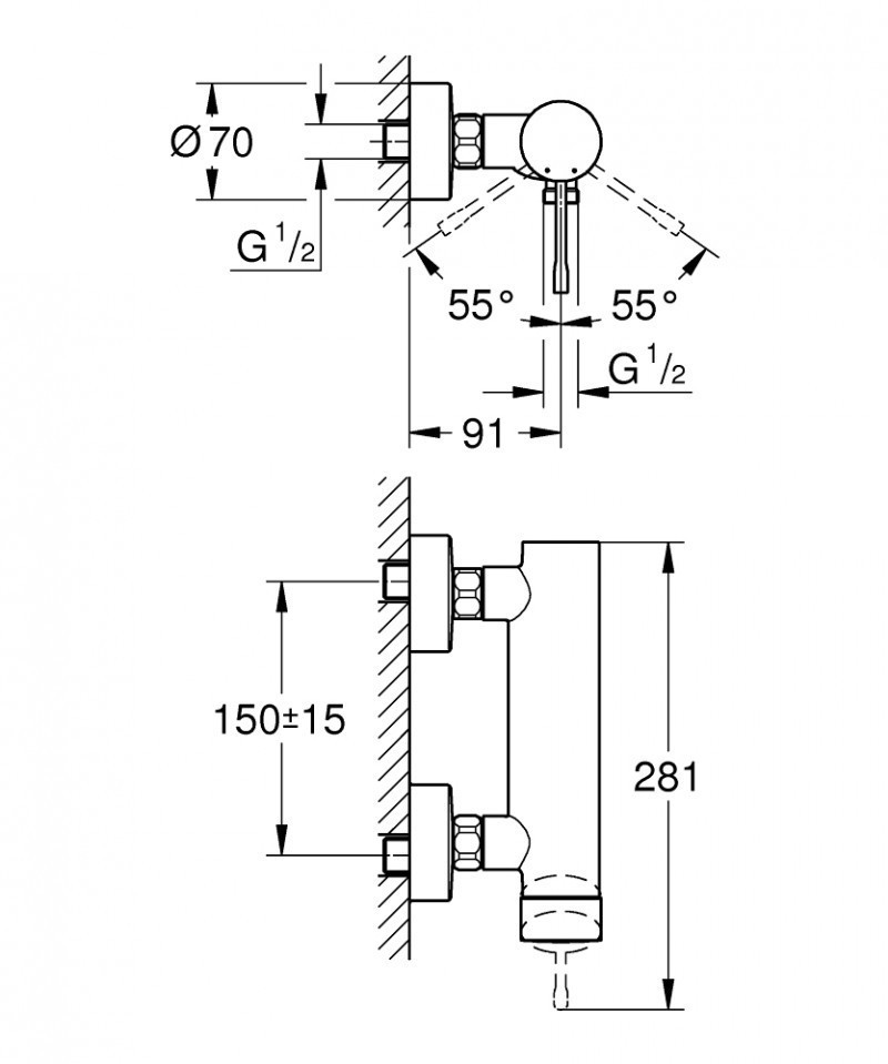 Grohe Essence New bateria prysznicowa ścienna złoty polerowany Cool Sunrise 33636GL1
