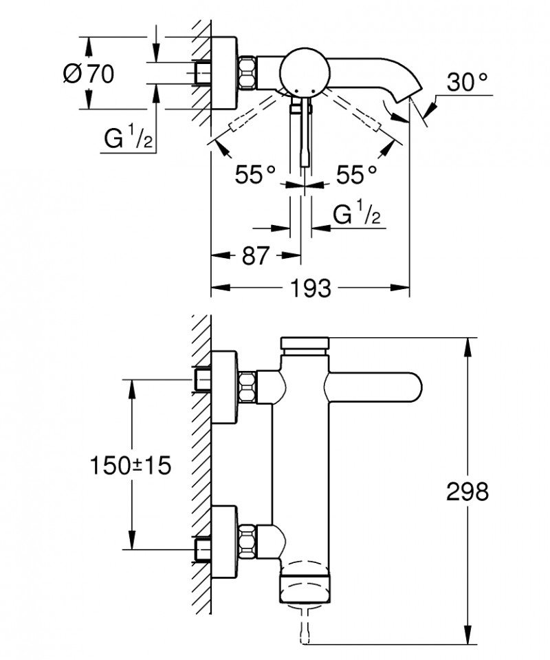 Grohe Essence bateria wannowa ścienna chrom 33624001