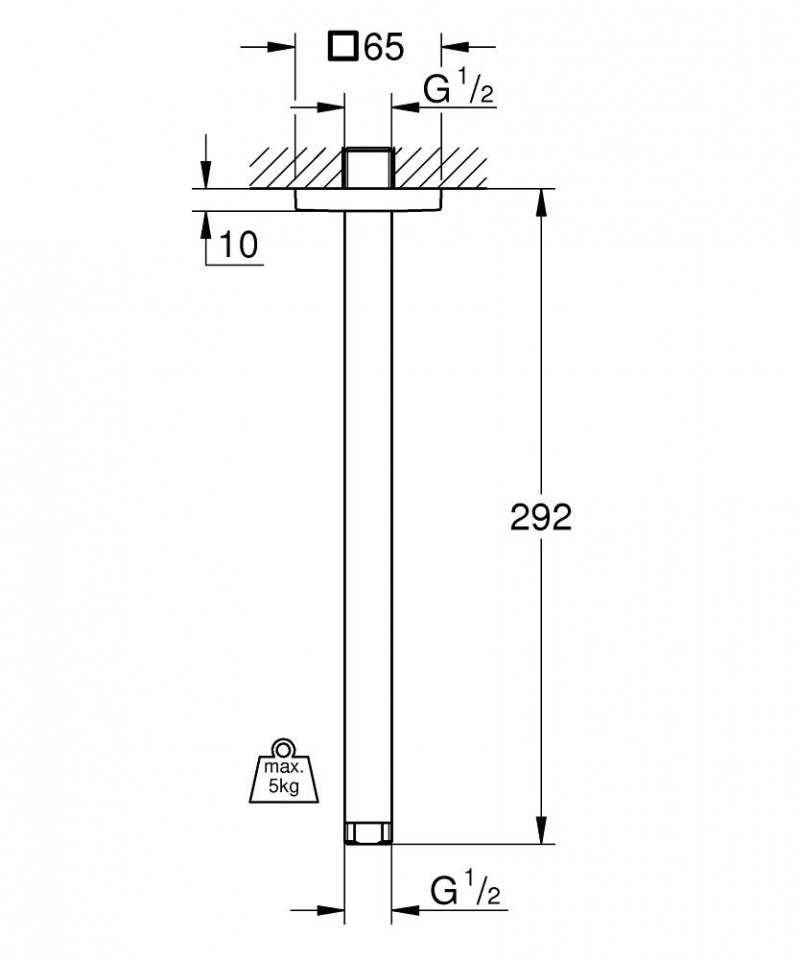 Grohe Rainshower ramię prysznicowe 292mm sufitowe chrom 27484000
