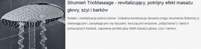 Grohe Rainshower 360 DUO deszczownica głowica prysznicowa 36x22 z ramieniem ściennym moon white 26254LS0