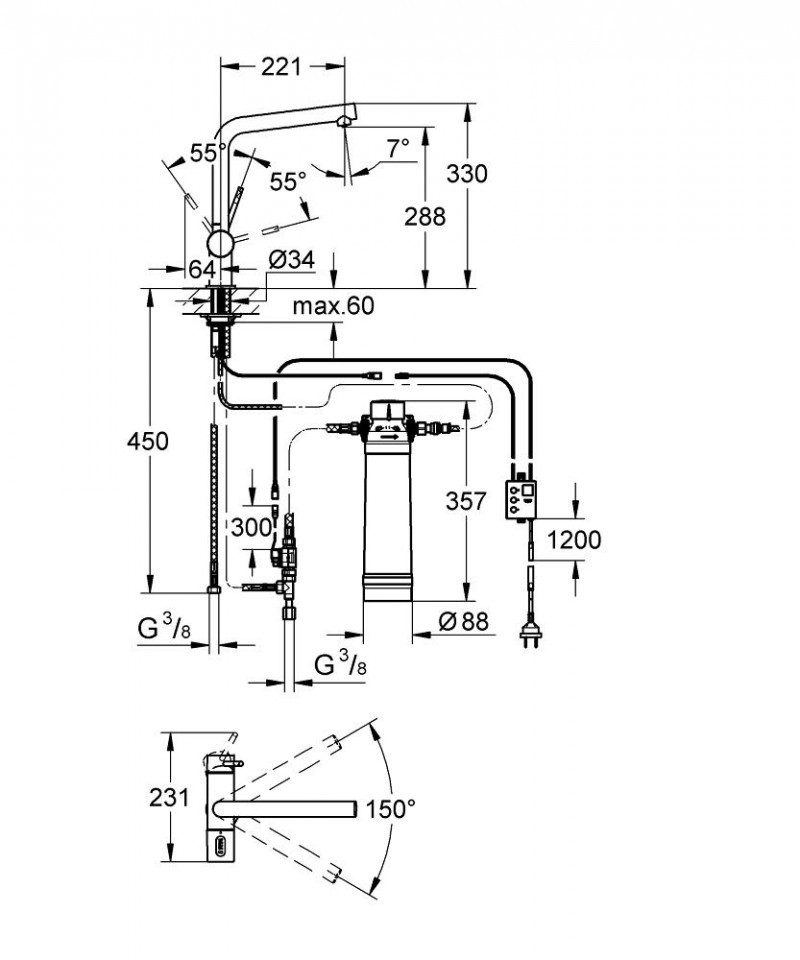 Grohe Blue Minta Pure zestaw startowy stal 31345DC2