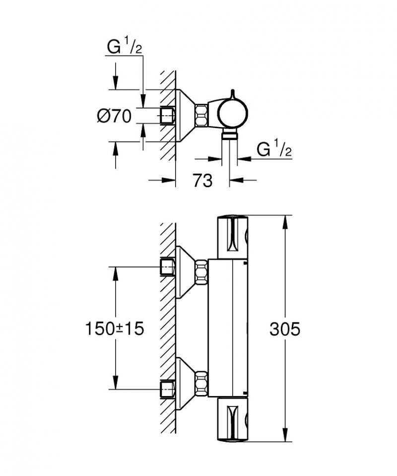 Grohe Grohtherm 800 bateria prysznicowa termostatyczna ścienna chrom 34558000