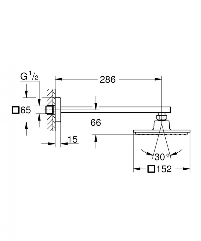 Grohe Euphoria Cube 150 deszczownica głowica prysznicowa kwadratowa 15cm z ramieniem ściennym chrom 26073000