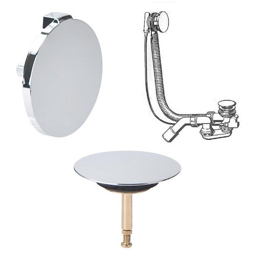 Villeroy&Boch syfon wannowy długi pokrętło chrom połysk U90950461