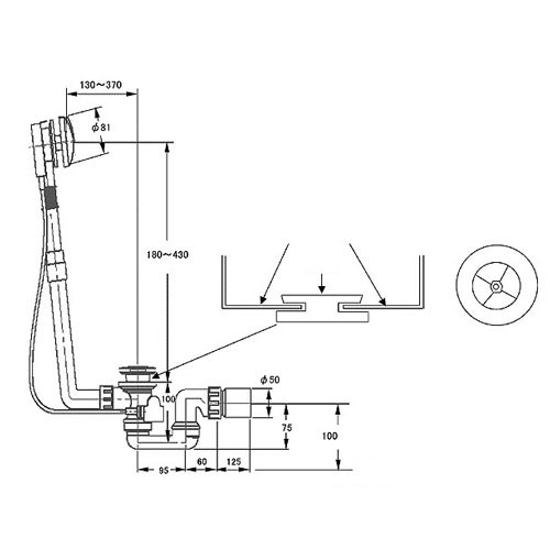 Villeroy&Boch syfon wannowy długi pokrętło chrom połysk U90950461