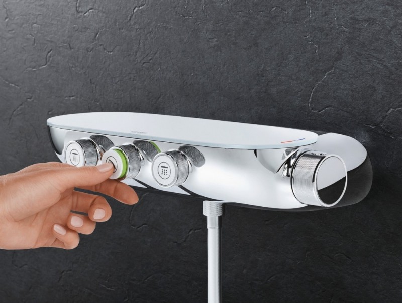 Grohe Rainshower System SmartControl 360 DUO podtynkowy zestaw prysznicowy termostatyczny z deszczownicą moon white 26443LS0