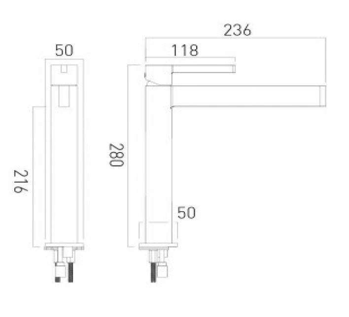 Vado Edit bateria umywalkowa wysoka bez korka chrom EDI-100ESB-CP