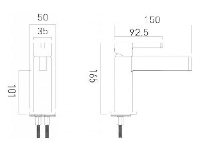 Vado Edit bateria umywalkowa bez korka chrom EDI-100SB-CP