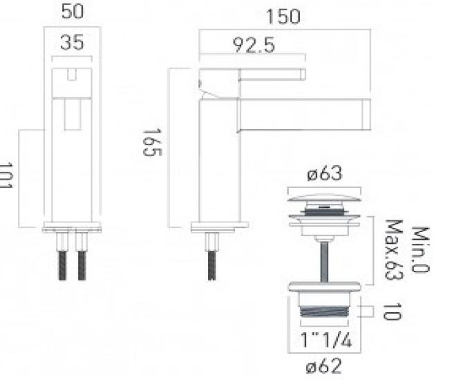 Vado Edit bateria umywalkowa z korkiem klik-klak chrom EDI-100CC-CP
