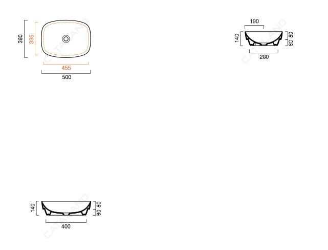 Catalano Green LUX 50 umywalka stawiana lub wpuszczana w blat 50x38 bianco biały matowy 150AGRLXBM