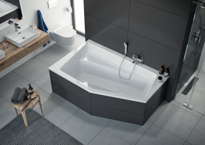 Excellent Vesper wanna asymetryczna 160x100 lewa z nogami WAEX.VEL16WH