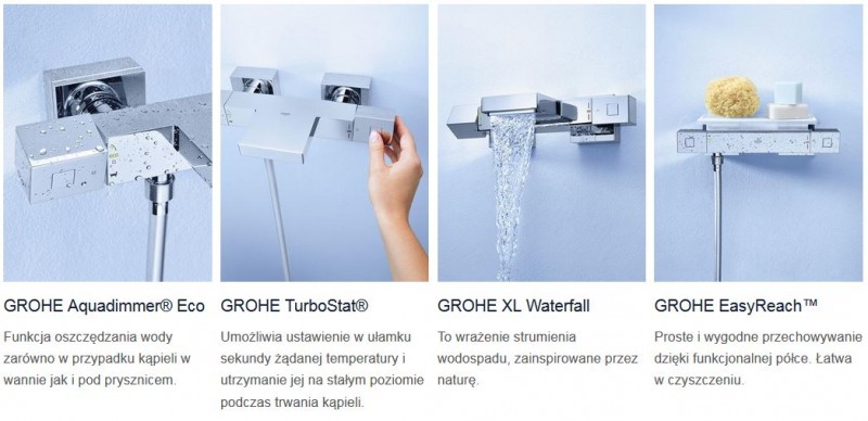 Grohe Grohtherm Cube bateria wannowa termostatyczna ścienna chrom 34497000