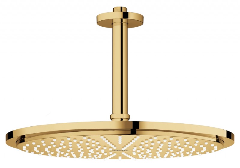 Grohe Rainshower Cosmopolitan 310 deszczownica głowica prysznicowa okrągła 310mm z ramieniem sufitowym złoty polerowany Cool Sunrise 26067GL0