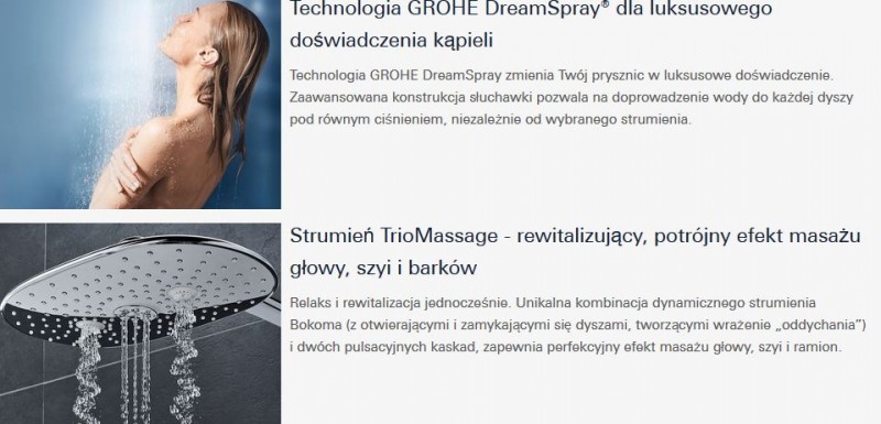 Grohe Rainshower System SmartControl 360 Duo zestaw prysznicowy termostatyczny z deszczownicą moon white 26250LS0