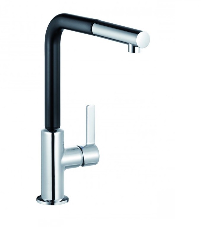 Kludi L-ine S bateria kuchenna zlewozmywakowa z wyciąganą wylewką czarny mat/chrom 408518775