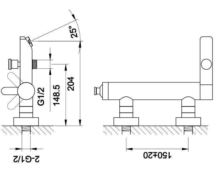 Kohlman Boxine bateria wannowa ścienna chrom QW110B