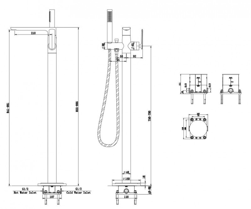 Kohlman Experience bateria wannowa podłogowa wolnostojąca chrom QF1165E