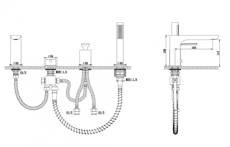 Kohlman Experience bateria wannowa 4-otworowa chrom QB244E