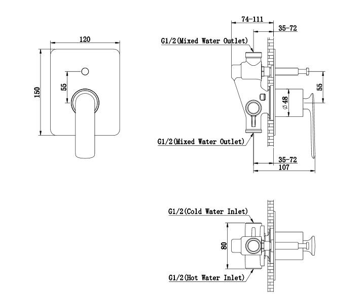 Kohlman Experience bateria wannowo-prysznicowa podtynkowa 2-drożna chrom QW210E