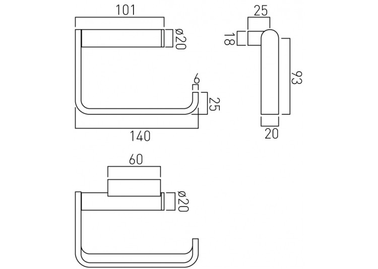 Vado Infinity uchwyt na papier toaletowy chrom INF-180-CP