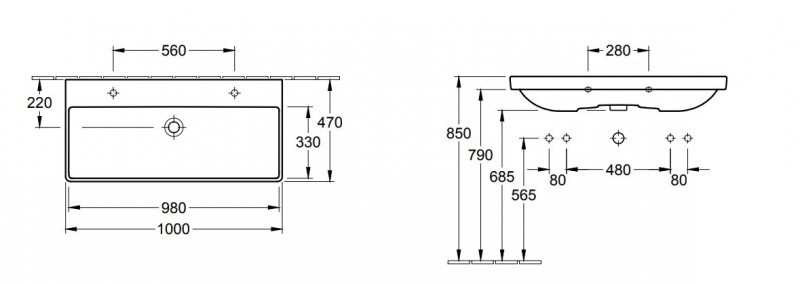 Villeroy&Boch Avento umywalka meblowa 100cm z przelewem biały weiss alpin ceramicplus 4156A4R1