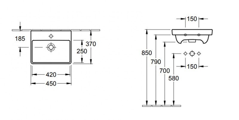 Villeroy&Boch Avento umywalka meblowa 45cm z przelewem biały weiss alpin ceramicplus 735845R1