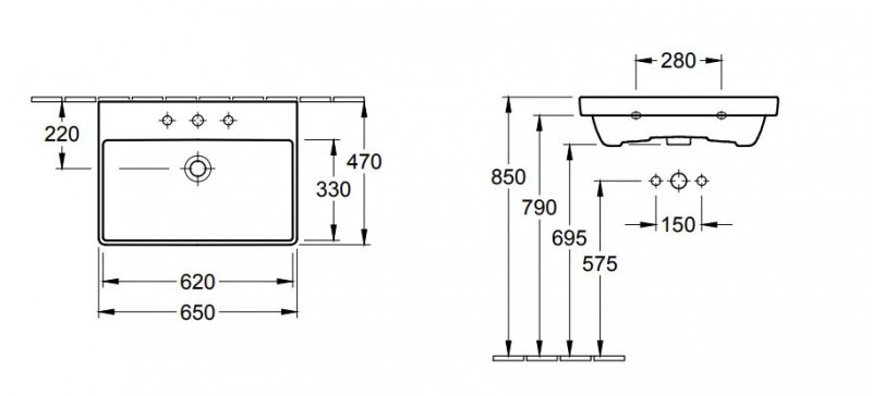 Villeroy&Boch Avento umywalka meblowa 65cm z przelewem biały weiss alpin 41586501