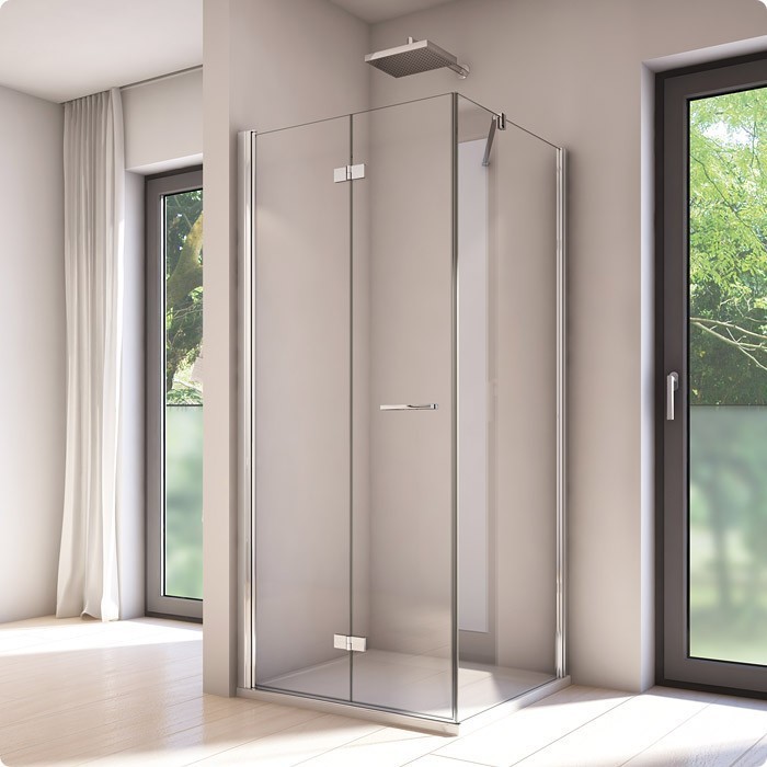 Sanswiss Solino drzwi składane 90 cm do wnęki lub ścianki LEWE srebrny połysk przeźroczyste SOLF1G09005007