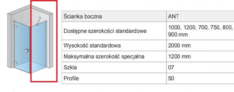 Sanswiss Annea ścianka boczna 70 cm srebrny połysk przeźroczysta ANT07005007
