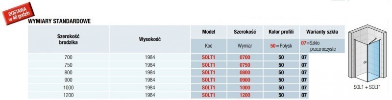 Sanswiss Solino ścianka boczna 100 cm srebrny połysk przeźroczyste SOLT110005007