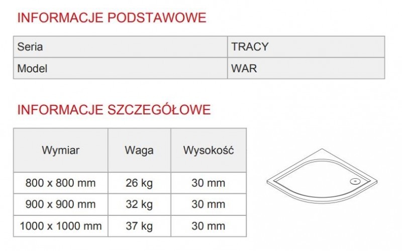 Sanswiss Tracy brodzik półokrągły 90x90 konglomerat biały WAR55090004