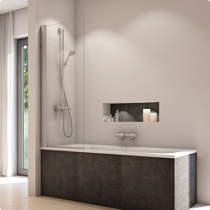 SanSwiss Solino parawan wannowy jednoczęściowy ruchomy 85cm srebrny połysk przeźroczyste SOEB108505007