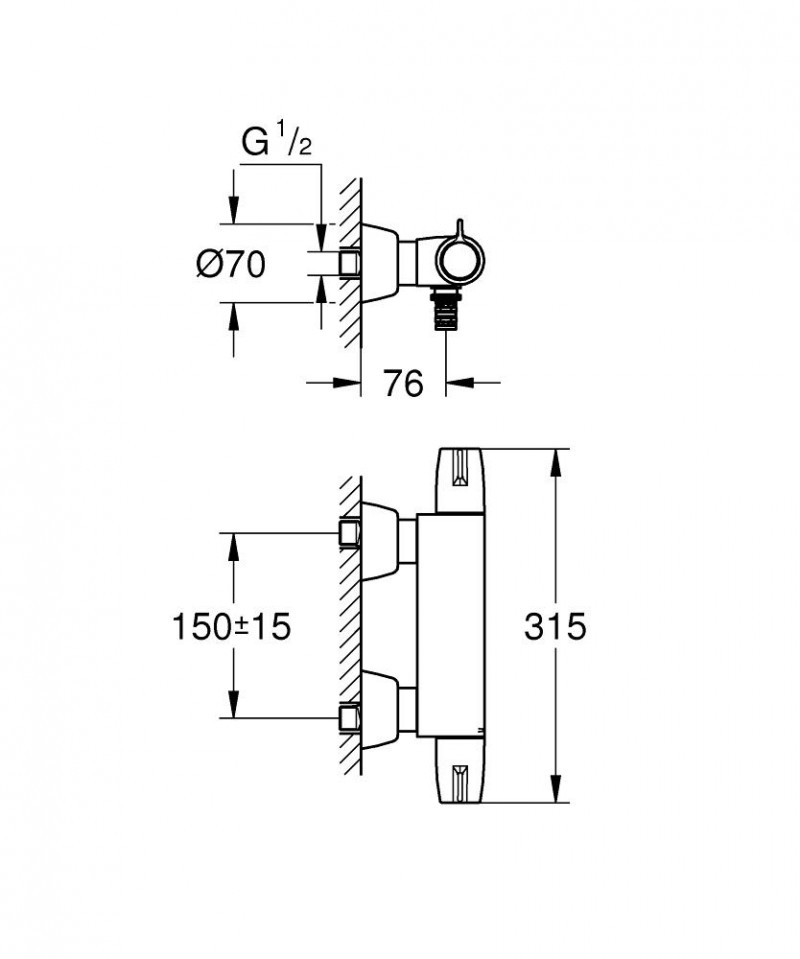 Grohe Grohtherm Special termostatyczna bateria umywalkowa ścienna chrom 34666000