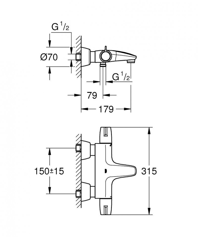 Grohe Grohtherm Special termostatyczna bateria wannowa ścienna chrom 34665000