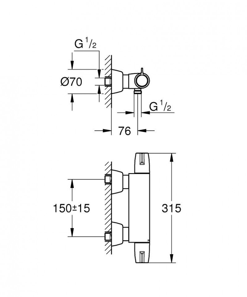 Grohe Grohtherm Special termostatyczna bateria prysznicowa ścienna chrom 34667000