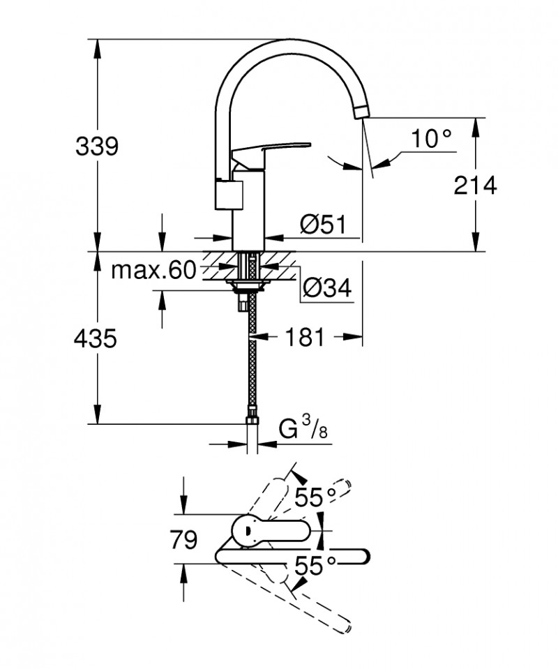 Grohe Eurostyle Cosmopolitan bateria kuchenna zlewozmywakowa chrom 30221002